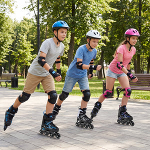 Adjustable Kids' Incline Skates 4 Sizes Adjustable Blade Roller-Blue view 3