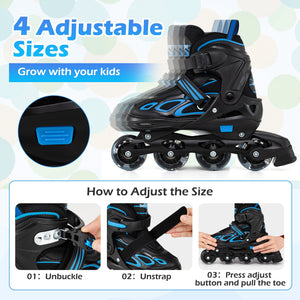 Adjustable Kids' Incline Skates 4 Sizes Adjustable Blade Roller-Blue view 7