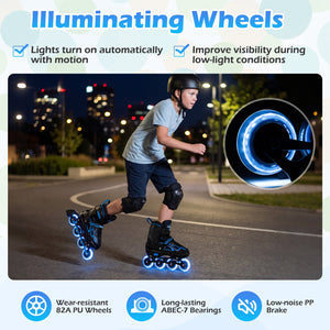 Adjustable Kids' Incline Skates 4 Sizes Adjustable Blade Roller-Blue view 8