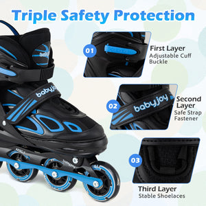 Adjustable Kids' Incline Skates 4 Sizes Adjustable Blade Roller-Blue view 9