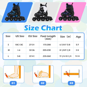 Adjustable Kids' Incline Skates for Boys Girls Ages 5-14-Blue view 5