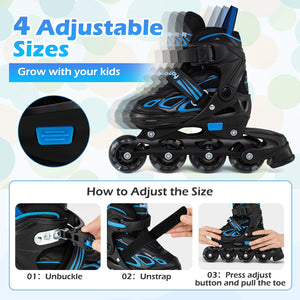 Adjustable Kids' Incline Skates for Boys Girls Ages 5-14-Blue view 7
