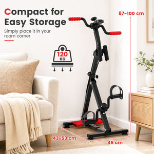 Adjustable LCD Pedal Exercise Bike with Massage-Red view 3