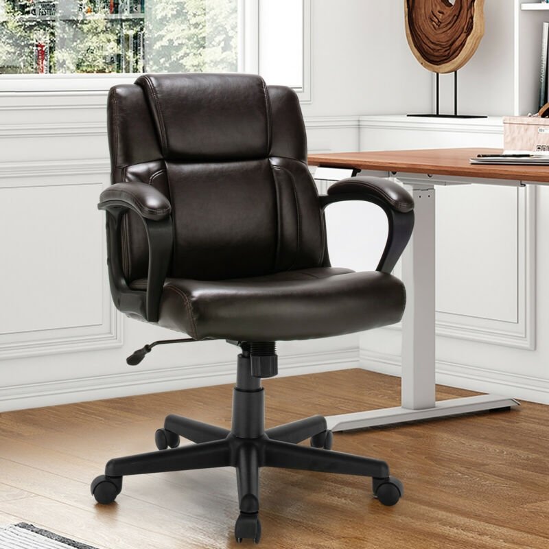 Adjustable Leather Executive Office Chair Computer Desk Chair with Armrest view 2
