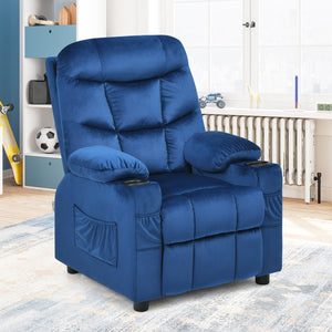 Kids Recliner Chair with Cup Holder and Footrest for Children-Light Blue view 3