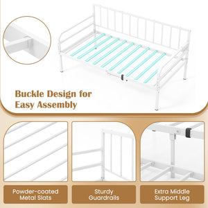 Adjustable Metal Twin Size Daybed with Charging Station and LED Light-White view 9