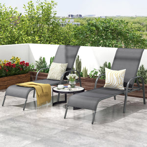 Adjustable Patio Chaise Folding Lounge Chair with Backrest-Dark Gray view 6