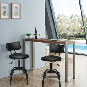 Adjustable Swivel Vintage PU Leather Bar Stool view 2