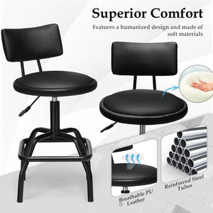 Adjustable Swivel Vintage PU Leather Bar Stool view 9