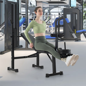 Adjustable Weight Bench and Barbell Rack Set with Weight Plate Post view 2