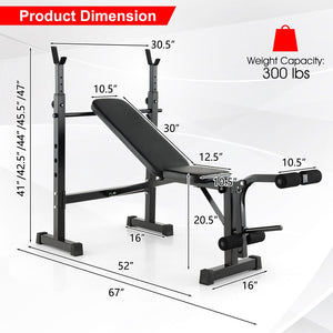 Adjustable Weight Bench and Barbell Rack Set with Weight Plate Post view 4