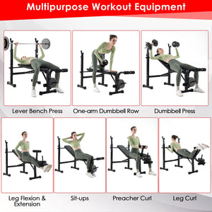Adjustable Weight Bench and Barbell Rack Set with Weight Plate Post view 8