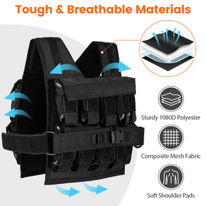 Adjustable Weighted Vest for Men and Women with Removable Iron Weights-44 lbs and L Size view 6