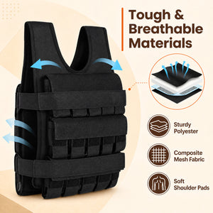 Adjustable Weighted Vest for Men and Women with Removable Iron Weights-44 lbs and S Size view 7
