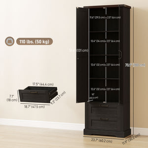 71" Tall Kitchen Pantry Cabinet, Farmhouse Kitchen Storage Cabinet with 2 Drawer and Adjustable Shelves – view 2