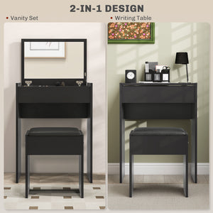 Modern Vanity Set with Makeup Table and Cushioned Stool – view 10