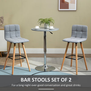 Modern Bar Stools Set of 2, 38" Upholstered Kitchen Island Stool with Solid Wood Legs, Grey – view 3