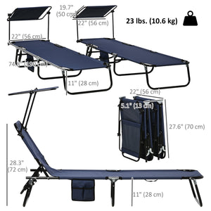 2 Piece Folding Outdoor Chaise Lounges, Pool Tanning Chairs with Reclining Back, Sunshade for Beach, Patio – view 9