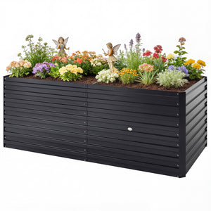 5' x 3' x 2' Raised Garden Bed, Galvanized Planter Box for Growing Flowers, Herbs and Vegetables, Black