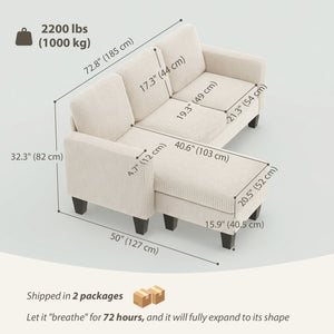 Sectional Sofa, L Shaped Couch, with Changeable Chaise or Ottoman, Dark Grey – view 9