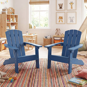 All-Weather HIPS Kid's Adirondack Chair with with High Backrest and Armrests-Blue view 9