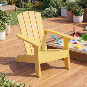 All-Weather HDPE Kid's Adirondack Chair with with High Backrest and Armrests-Yellow view 2