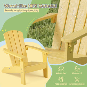 All-Weather HDPE Kid's Adirondack Chair with with High Backrest and Armrests-Yellow view 5