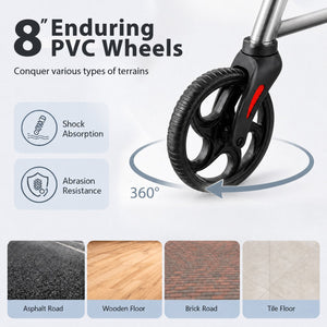 2-in-1 Adjustable Folding Handle Rollator Walker with Storage Space-Black view 8