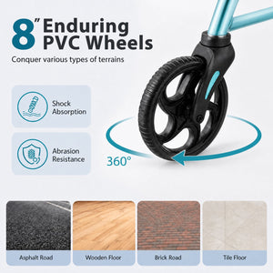 2-in-1 Adjustable Folding Handle Rollator Walker with Storage Space-Blue view 8