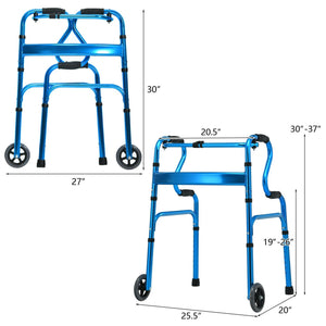 Aluminum Heavy-Duty Folding Wheeled Stand-Assist Walker-Blue view 3