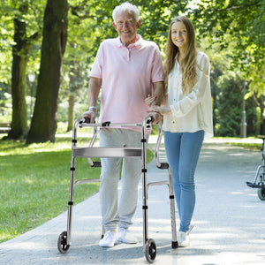 Aluminum Heavy-Duty Folding Wheeled Stand-Assist Walker-Gray view 2