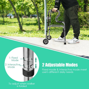 Aluminum Heavy-Duty Folding Wheeled Stand-Assist Walker-Gray view 6