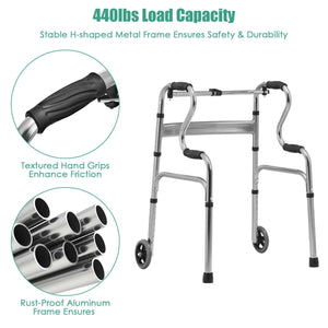 Aluminum Heavy-Duty Folding Wheeled Stand-Assist Walker-Gray view 9