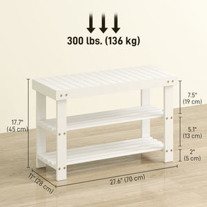 Bamboo Shoe Storage Bench, 3-Tier Entryway Bench with 2 Storage Shelves for Hallway, Holds 6 Pairs, Black – view 9
