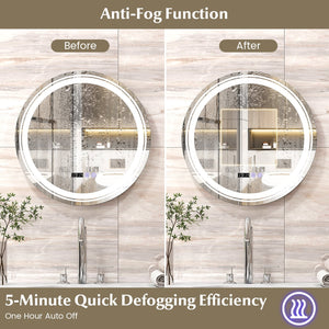 Anti-Fog Round Led Bathroom Mirror with 3 Color LED Lights-S view 7