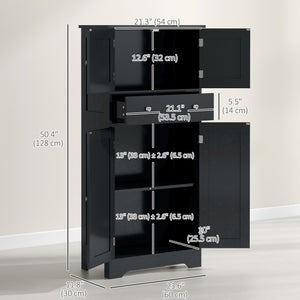 50.5" Kitchen Storage Cabinet, Modern Kitchen Pantry Cabinet with 4 Doors, Drawer, Adjustable Shelf, Black – view 2