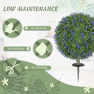 Artificial Plants Faux Lavender Set of 2, UV Protected Fake Plants with Ground Stakes for Indoor Outdoor Decor, Purple