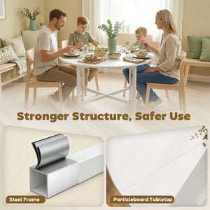 Drop Leaf Table, Folding Dining Table for Small Spaces 80 cm, White