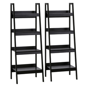 Set of 2, 4 Tier Ladder Shelf Bookcase, Multi-Use Display Rack, Storage Shelving Unit Display Stand