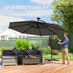 11.3 ft Cantilever Patio Umbrella with Light, Cover, Aluminium UPF50+ Offset Outdoor Umbrella Parasol – view 5