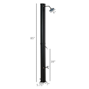 7ft Outdoor Solar Heated Shower with 360 Rotating Shower Head, Foot Shower Faucet, Temperature and Pressure Adjustable