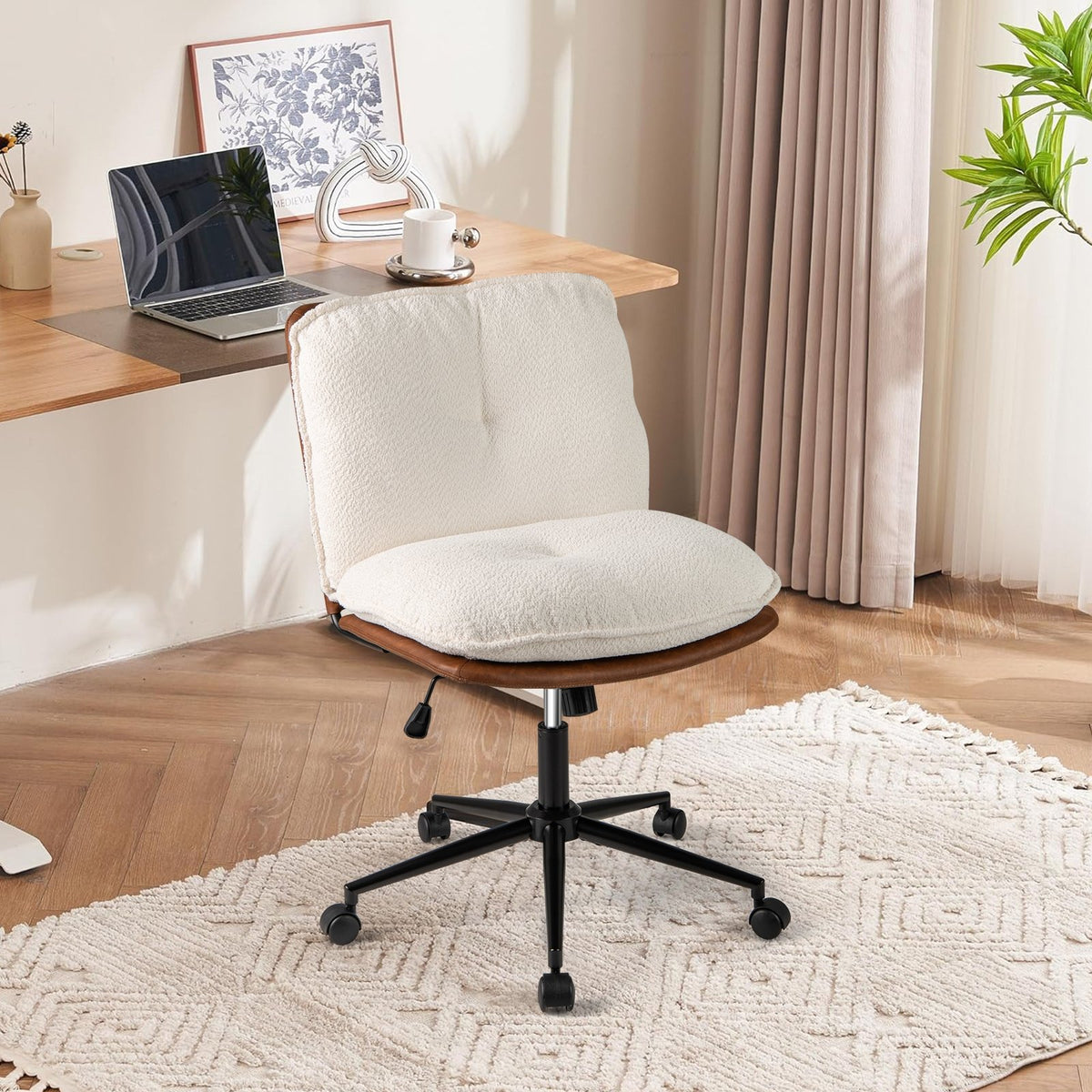 Armless Home Office Chair with Rocking Backrest view 2