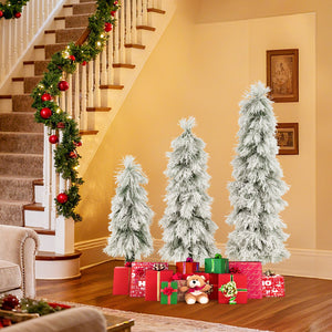 Artificial Christmas Tree Set of 3 with Snow-flocked Branch Tips and LED Lights view 3