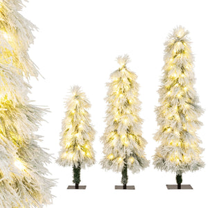 Artificial Christmas Tree Set of 3 with Snow-flocked Branch Tips and LED Lights view 4