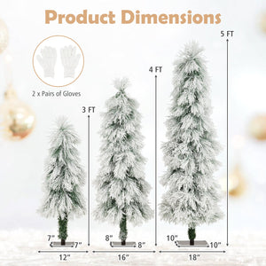 Artificial Christmas Tree Set of 3 with Snow-flocked Branch Tips and LED Lights view 5