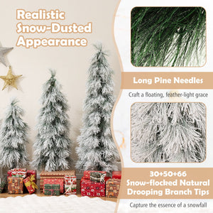 Artificial Christmas Tree Set of 3 with Snow-flocked Branch Tips and LED Lights view 9