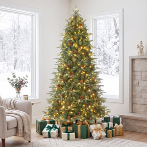 Artificial Christmas Tree with LED Lights and Pine Cones-7' view 2
