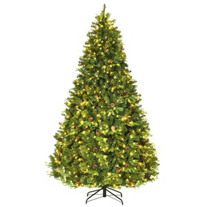 Flocked Artificial Christmas Tree with LED Lights and Pine Cones-8ft view 4