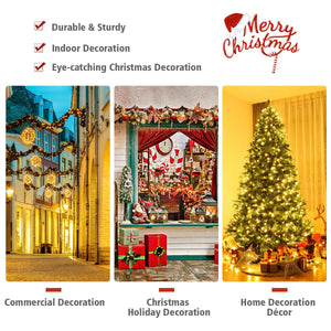Flocked Artificial Christmas Tree with LED Lights and Pine Cones-8ft view 7