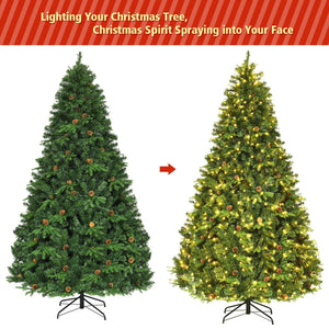 Flocked Artificial Christmas Tree with LED Lights and Pine Cones-8ft view 8